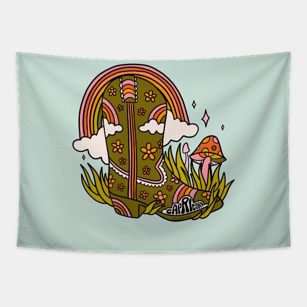 Capricorn Cowboy Boot Tapestry by Doodle by Meg