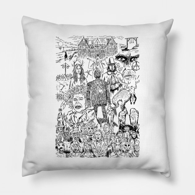 Folk Horror - B&W Pillow by matjackson