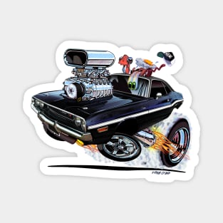 Vince Crain High Octane 1970 Challenger Black White stripe Magnet