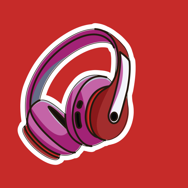 Wireless Headphone Sticker for Games and Music vector illustration. Sports and recreation or technology object icon concept. Sports headphone sticker vector design with shadow. by AlviStudio