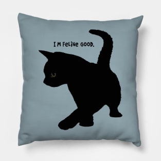 Im Feeling Good Quote Cute Baby Cat Silhouette Cutout Pillow