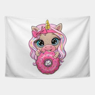 Unicorn with donut Tapestry