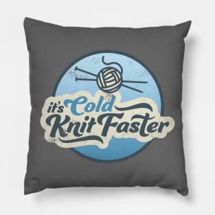 Fun Vintage Winter Knitting Graphic Pillow