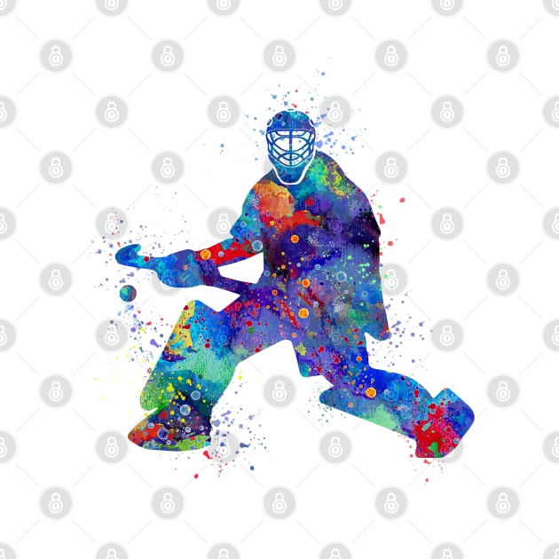 Boy Field Hockey Goalie Watercolor Silhouette by LotusGifts