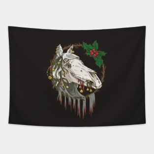 Mari Lwyd Grey Ghost Horse Tapestry