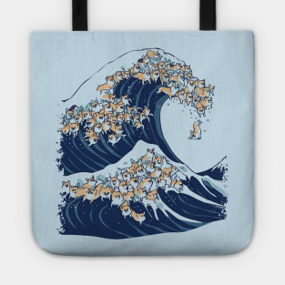 The Great Wave of Corgi Tote