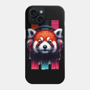 Cute Retro Music Red Panda In Headphones Phone Case