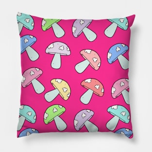 Pink Colorful Mushroom Pattern Pillow