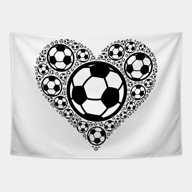 Soccer Balls in Heart | Soccer Player Gift Tapestry by shirtonaut