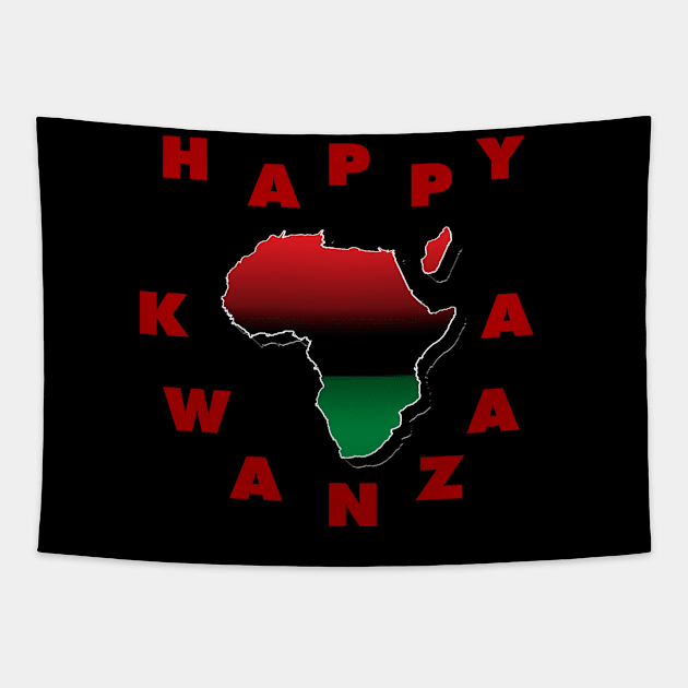 Happy Kwanzaa Red Tapestry by IronLung Designs