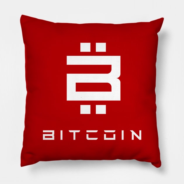 Bitcoin Tech Logo White Pillow by StickSicky