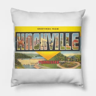 Greetings from Knoxville Tennessee, Vintage Large Letter Postcard Pillow