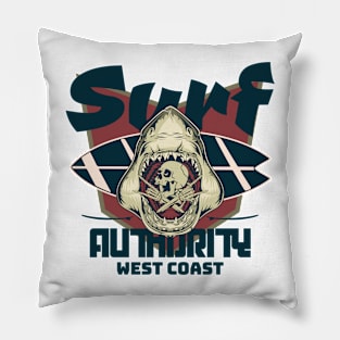 Surf Authority shark skull badge surfboard Pillow