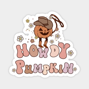 Halloween Howdy Pumpkin Cowboy Cowgirl Magnet