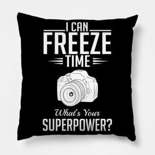 I can freeze time what's your superpower? (white) Pillow