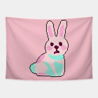 Fluffy Friends: Pixel Art Rabbit Illustration for Casual Wear Tapestry