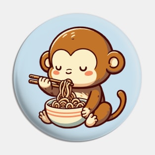 cute monkey eat a bowl of ramen. Pin