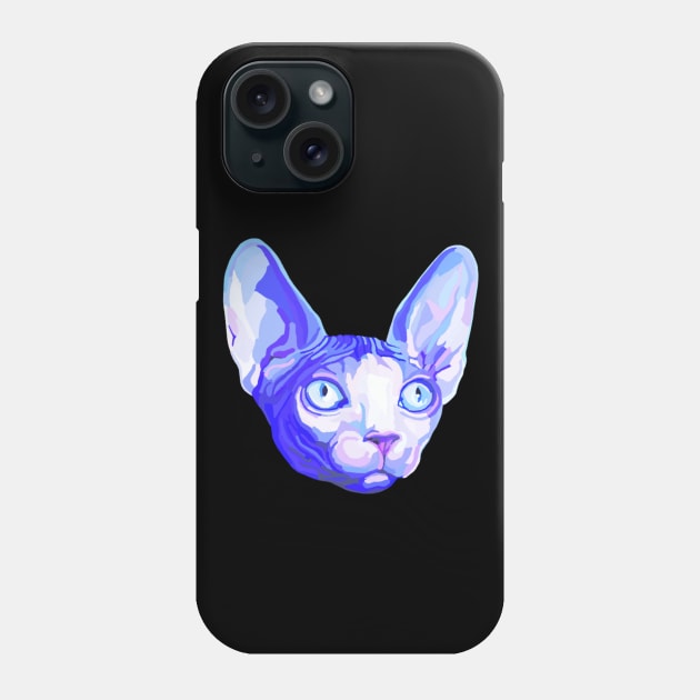 Floating Blue Sphynx Cat Head Phone Case by Art by Deborah Camp