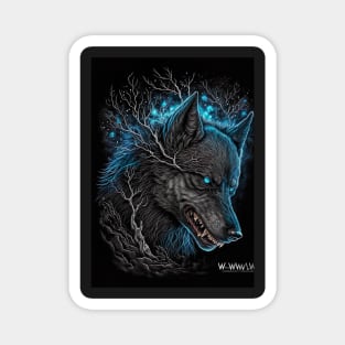 Wolf with blue spark Magnet