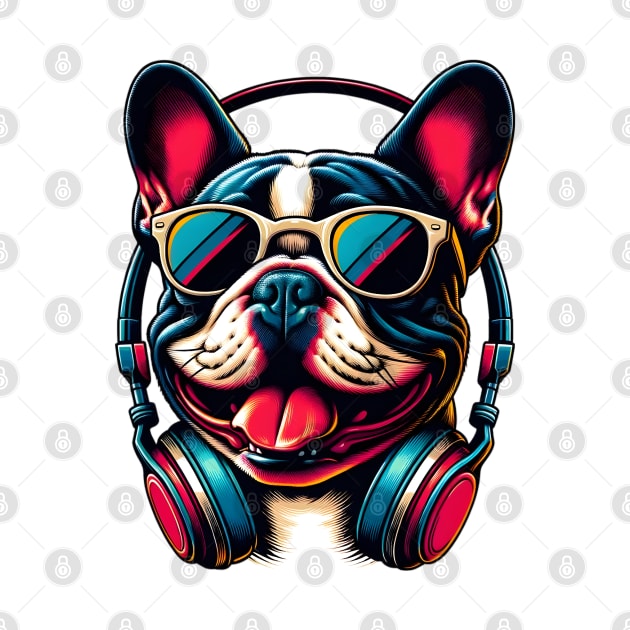 French Bulldog Smiling DJ with Vibrant Beats by ArtRUs