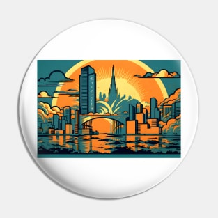 Rose City Resplendence Portland, Oregon Skyline Pin