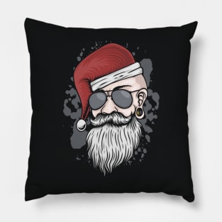 Gearhead Hipster Santa Claus Illustration Pillow