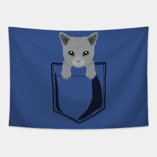 Pocket Russian Blue Kitty Tapestry