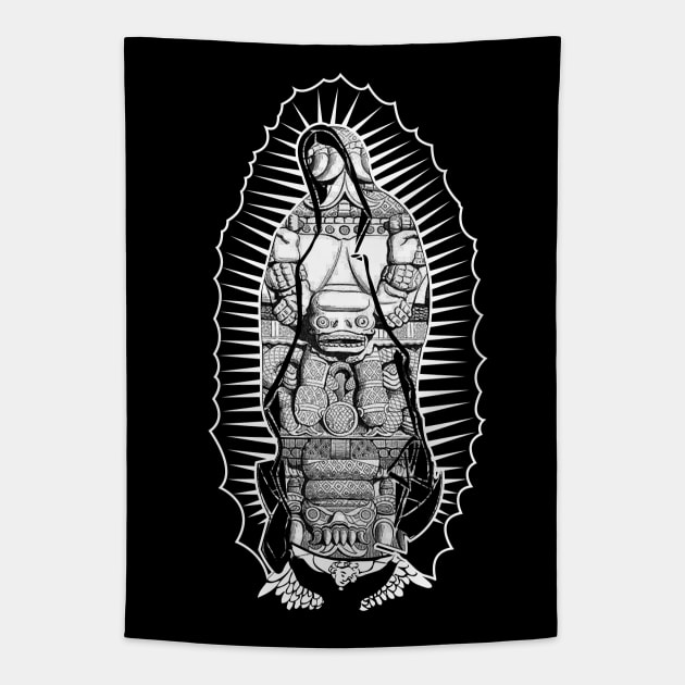 Coatlicue Guadalupe Black Version Tapestry by chilangopride