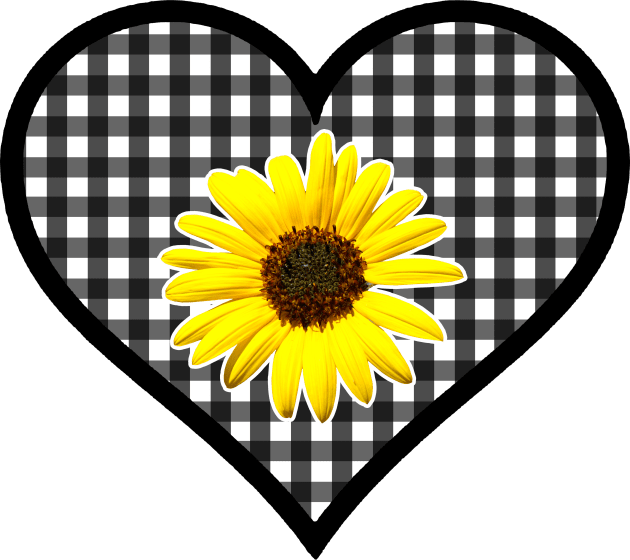 Black and White Gingham Heart with Yellow Daisy Kids T-Shirt by bumblefuzzies
