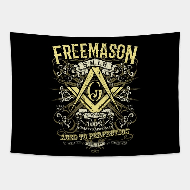 Aged Perfection Square & Compass Masonic Freemason Tapestry by Master Mason Made