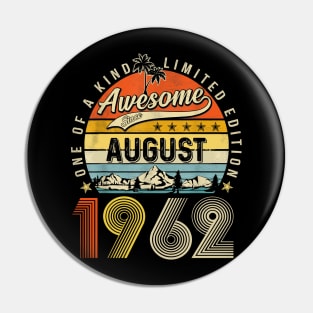 Awesome Since August 1962 Vintage 61st Birthday Pin