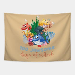 100 Jawsome Days Of School, Gift Idea For Students, 100 Days Of School Tapestry