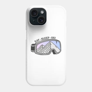 Sunset Mountain Ski Goggles | Eat Sleep Ski Phone Case