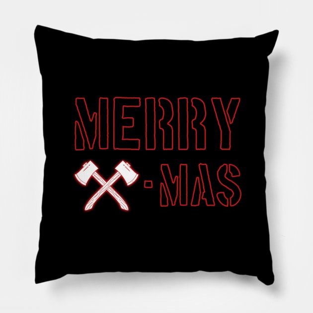 Axe Throwing Christmas Gift | Merry Christmas Pillow by MGO Design