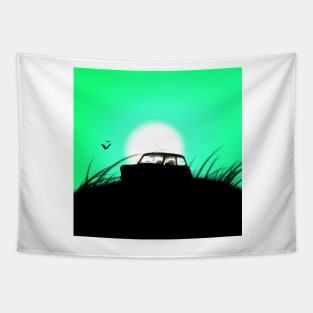 Classic Mini Sunset Green Tapestry