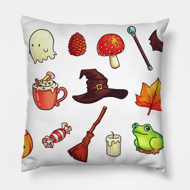 Cute Halloween Pattern v1 Pillow by Shellz-art