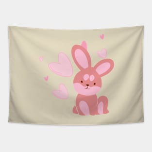 Bunny Love Pink Heart Tapestry