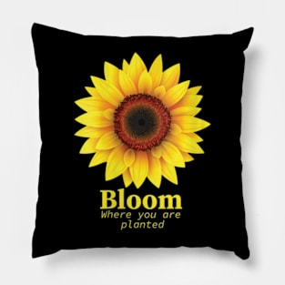 Bloom Where You Are Planted Great Sunflower Motivation Quote Pillow