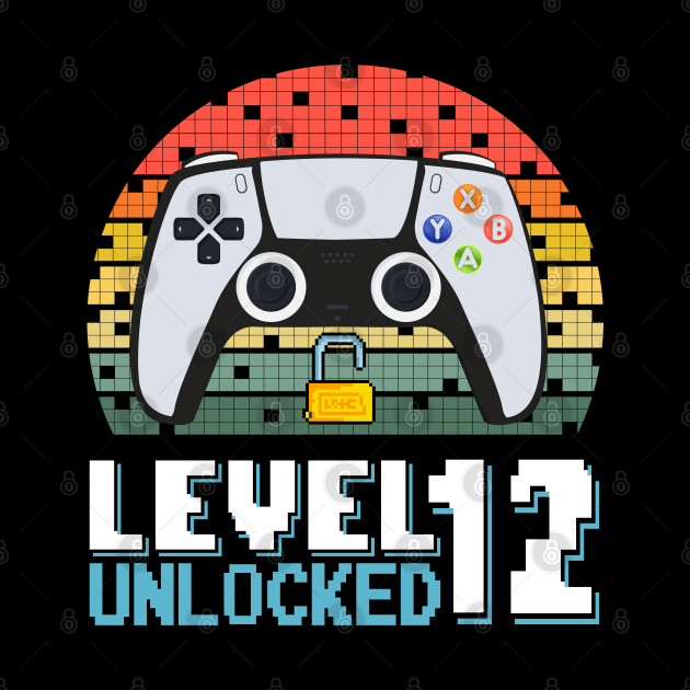 Level 12 Unlocked Vintage Retro Gaming by Asg Design