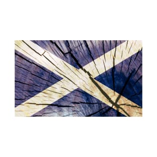 Flag of Scotland - Tree Trunk Wood T-Shirt