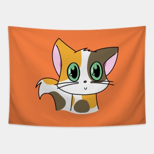 Cute Calico Cat With Green Eyes Tapestry