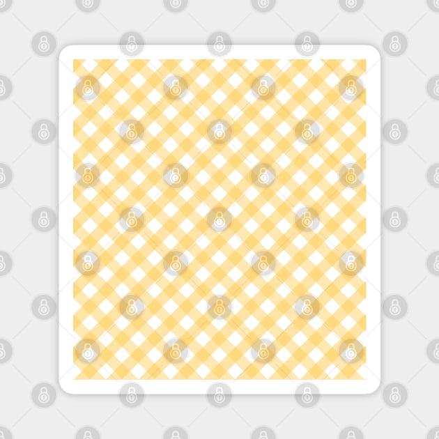 Yellow and White Check Gingham Plaid Magnet by squeakyricardo