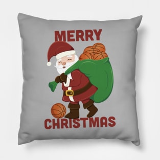 Santa Claus brings Basketball for Basketball Fans Merry Christmas Pillow