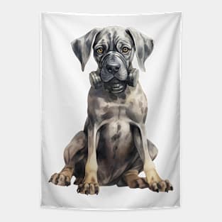 Great Dane Dog Wearing Gas Mask Tapestry