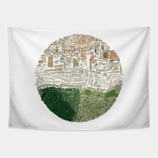 the genius loci in the city landscape, ecopop urban collage street map Tapestry