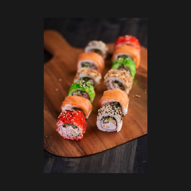 Variety of sushi freshly prepared by naturalis