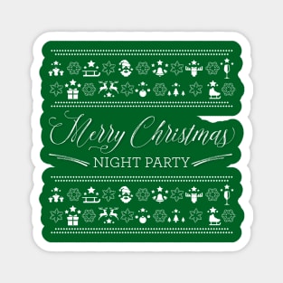 Merry Christmas Night Party Green Magnet