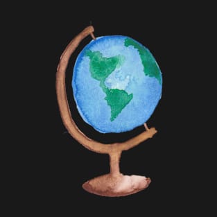 Watercolor World Globe Map T-Shirt