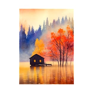 Colorful Autumn Landscape Watercolor 11 T-Shirt