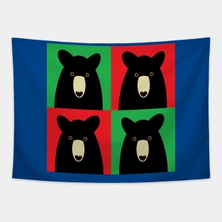 BLACK BEAR ON GREEN AND RED Tapestry